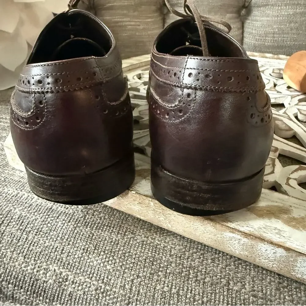 Salvatore Ferragamo Brown Leather Wingtip Oxford Shoes Men’s 10 D